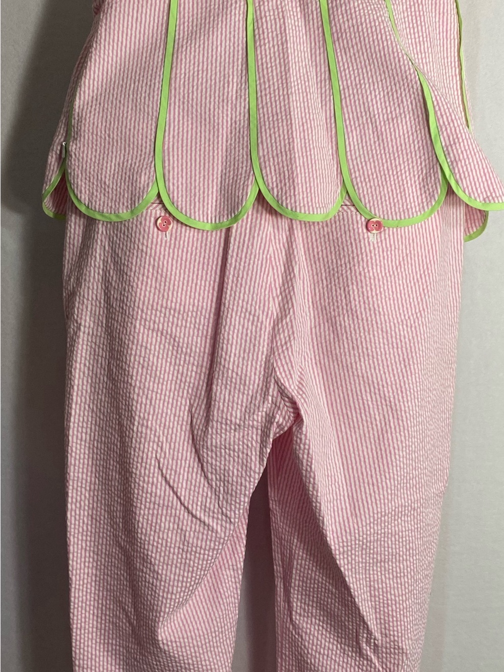 Lilly Pulitzer VINTAGE WHITE LABEL Pink White Stripe 2 Piece Set Top Capri 6 - Picture 4 of 15